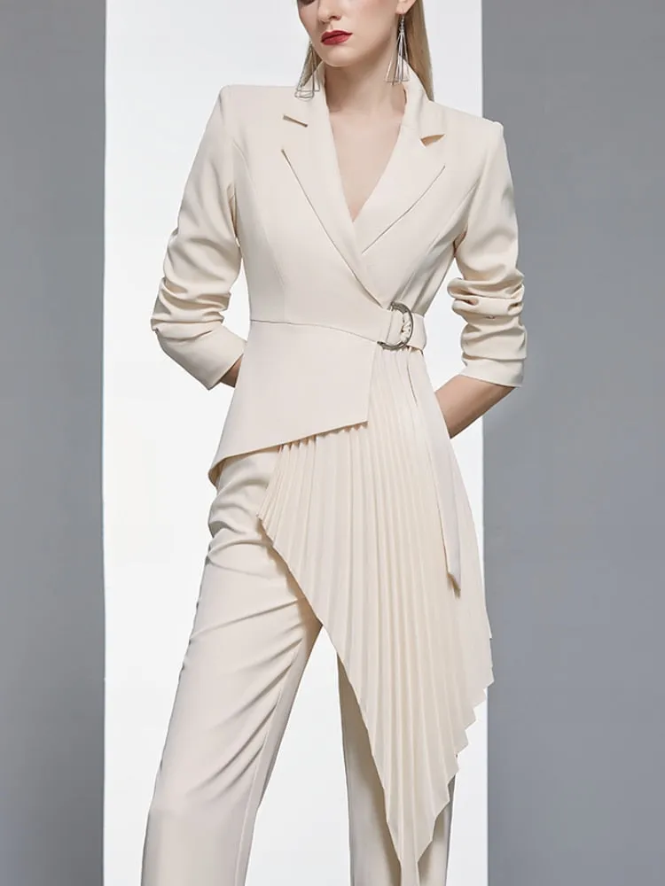 Newest 2024 Designer Women Fashion Blazer 2 Pieces Set Patchwork Vintage Suit Jackets Straight Pantsuit Female Chic Outfits