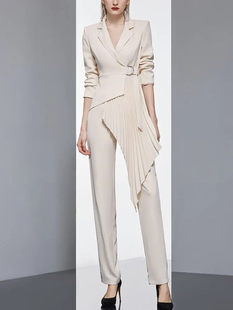 Newest 2024 Designer Women Fashion Blazer 2 Pieces Set Patchwork Vintage Suit Jackets Straight Pantsuit Female Chic Outfits