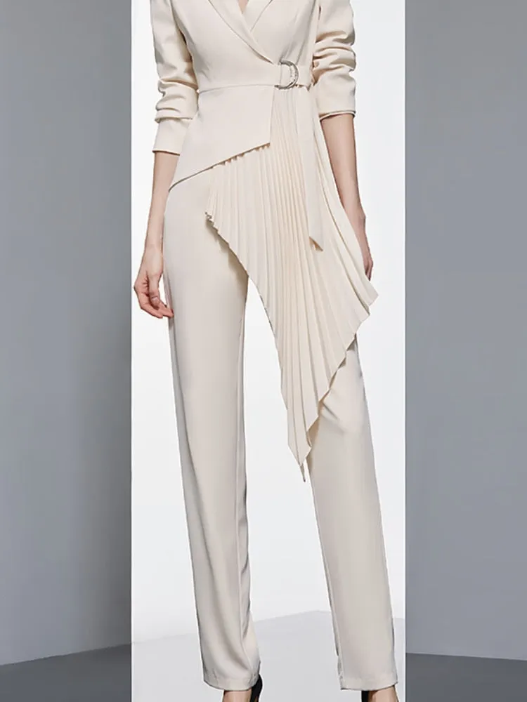 Newest 2024 Designer Women Fashion Blazer 2 Pieces Set Patchwork Vintage Suit Jackets Straight Pantsuit Female Chic Outfits