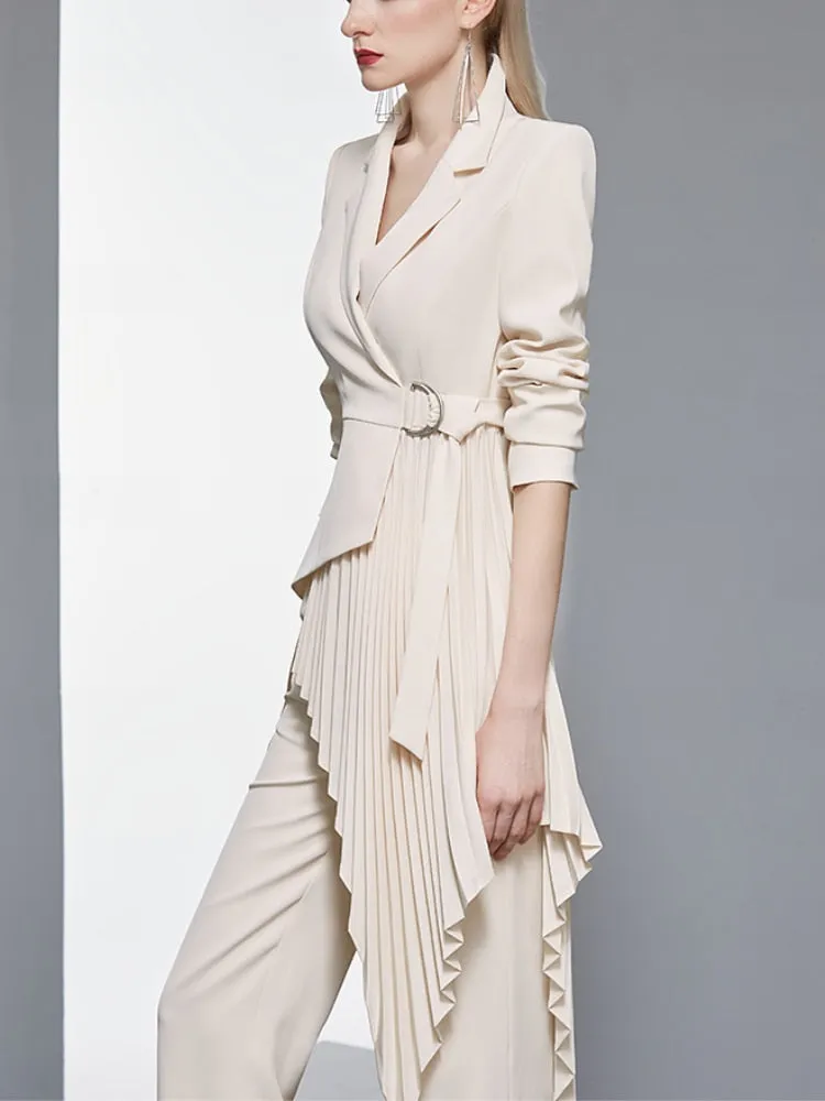 Newest 2024 Designer Women Fashion Blazer 2 Pieces Set Patchwork Vintage Suit Jackets Straight Pantsuit Female Chic Outfits