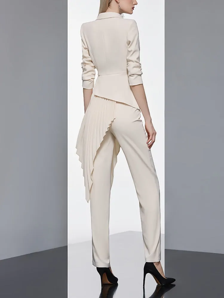 Newest 2024 Designer Women Fashion Blazer 2 Pieces Set Patchwork Vintage Suit Jackets Straight Pantsuit Female Chic Outfits