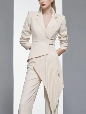 Newest 2024 Designer Women Fashion Blazer 2 Pieces Set Patchwork Vintage Suit Jackets Straight Pantsuit Female Chic Outfits