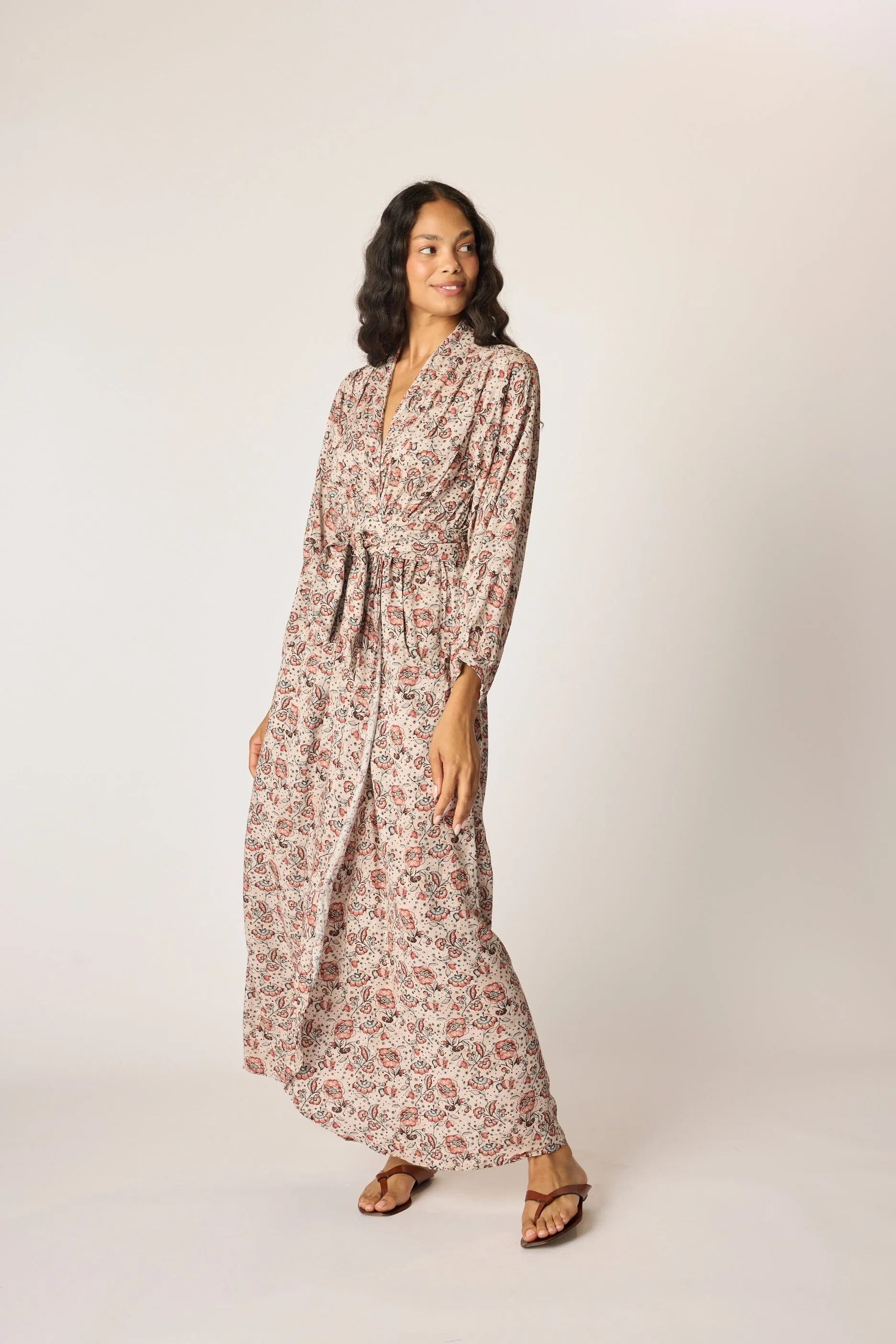 Vibrant fit Sleek Drape NICO L/S MAXI WITH SASH
