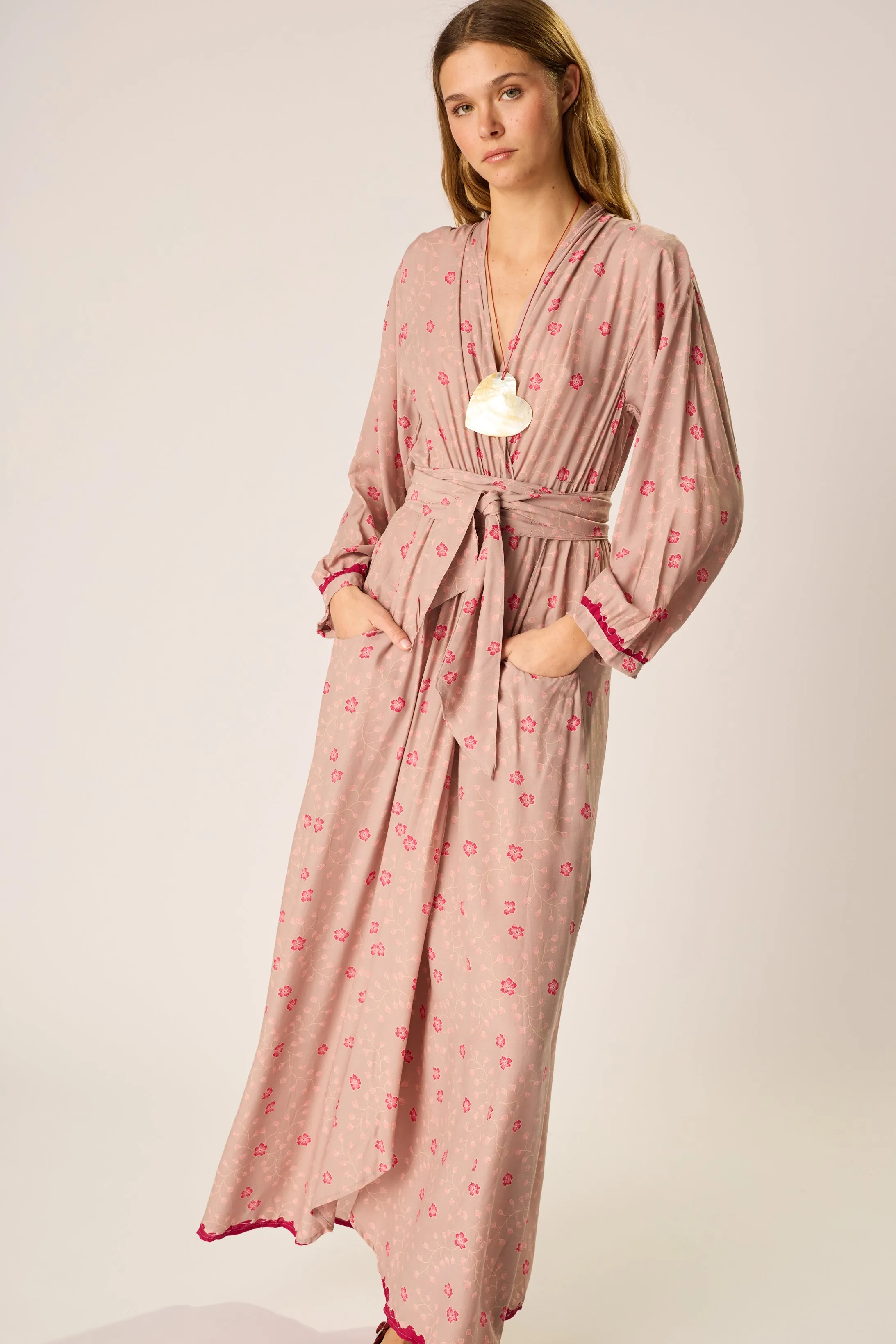 NICO L/S MAXI WITH SASH Soft Fit Wear Fine Texture