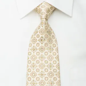 Nina Ricci Silk Tie Foulard On Golden Beige With Gold Rhinestuds