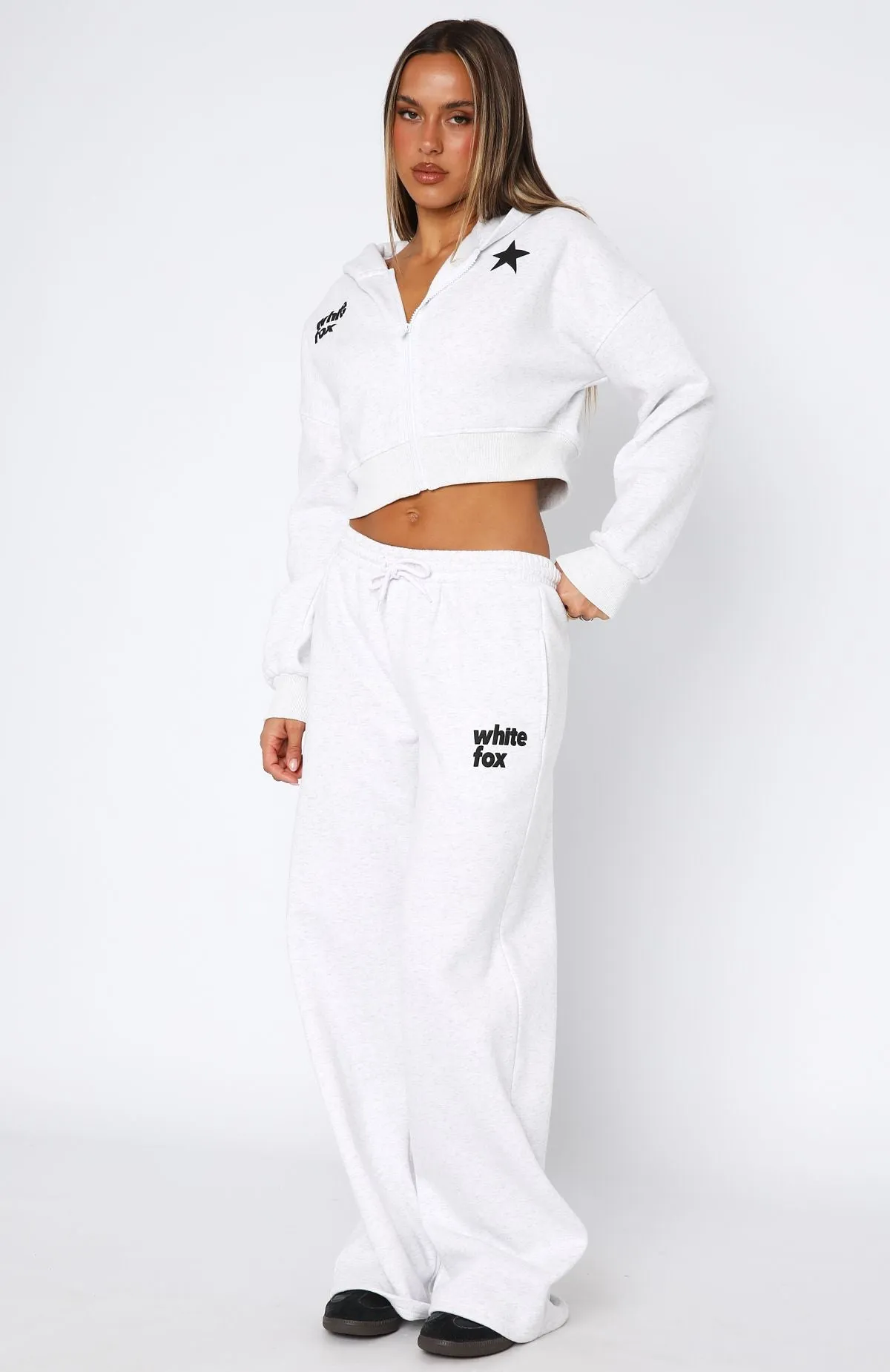 From The Archives Charli Wide Leg Sweatpants Grey Marle Cozy Weekend