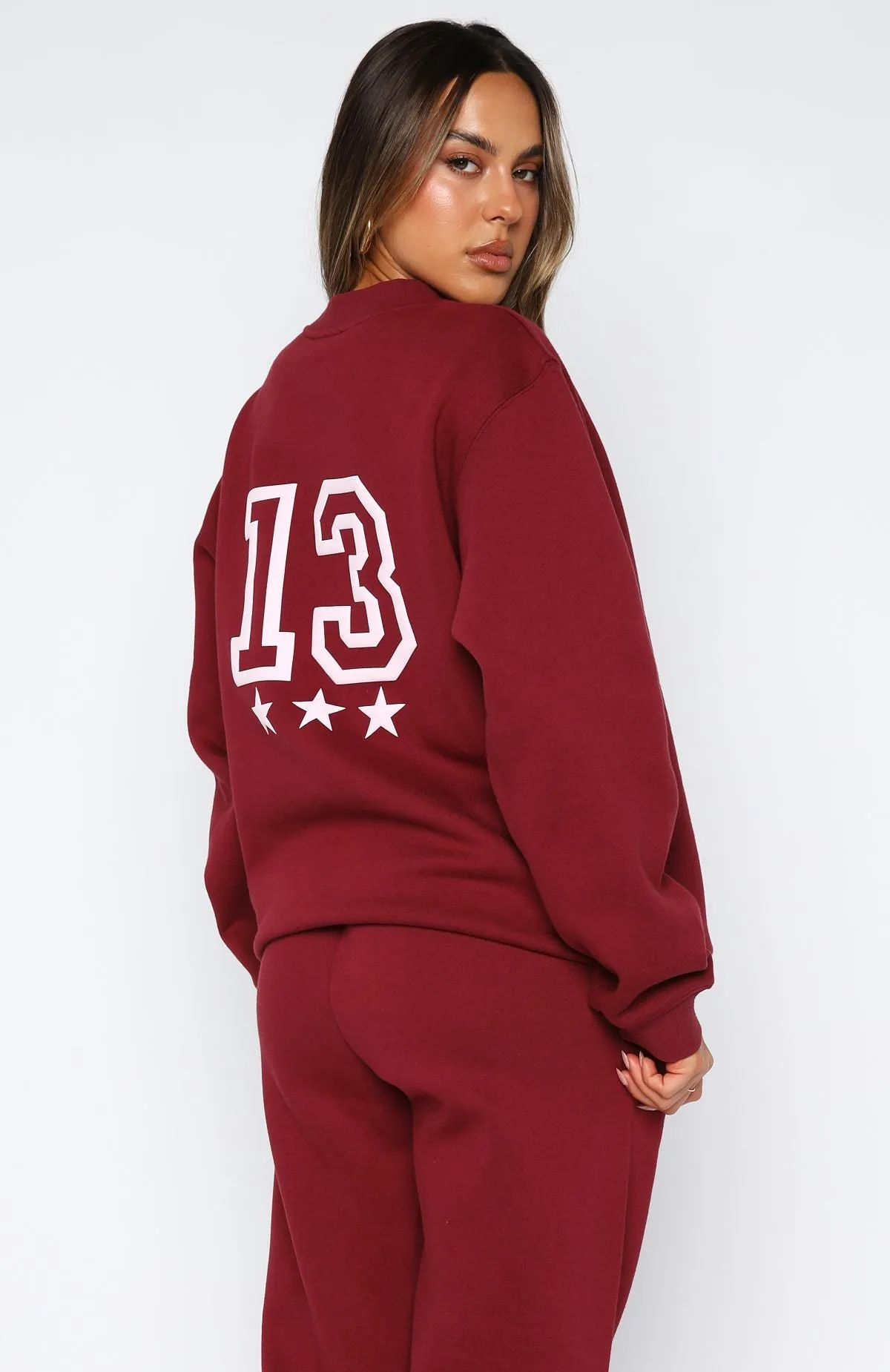 No Hesitation Oversized Sweater Burgundy Hand Linked Seams Polished Edge