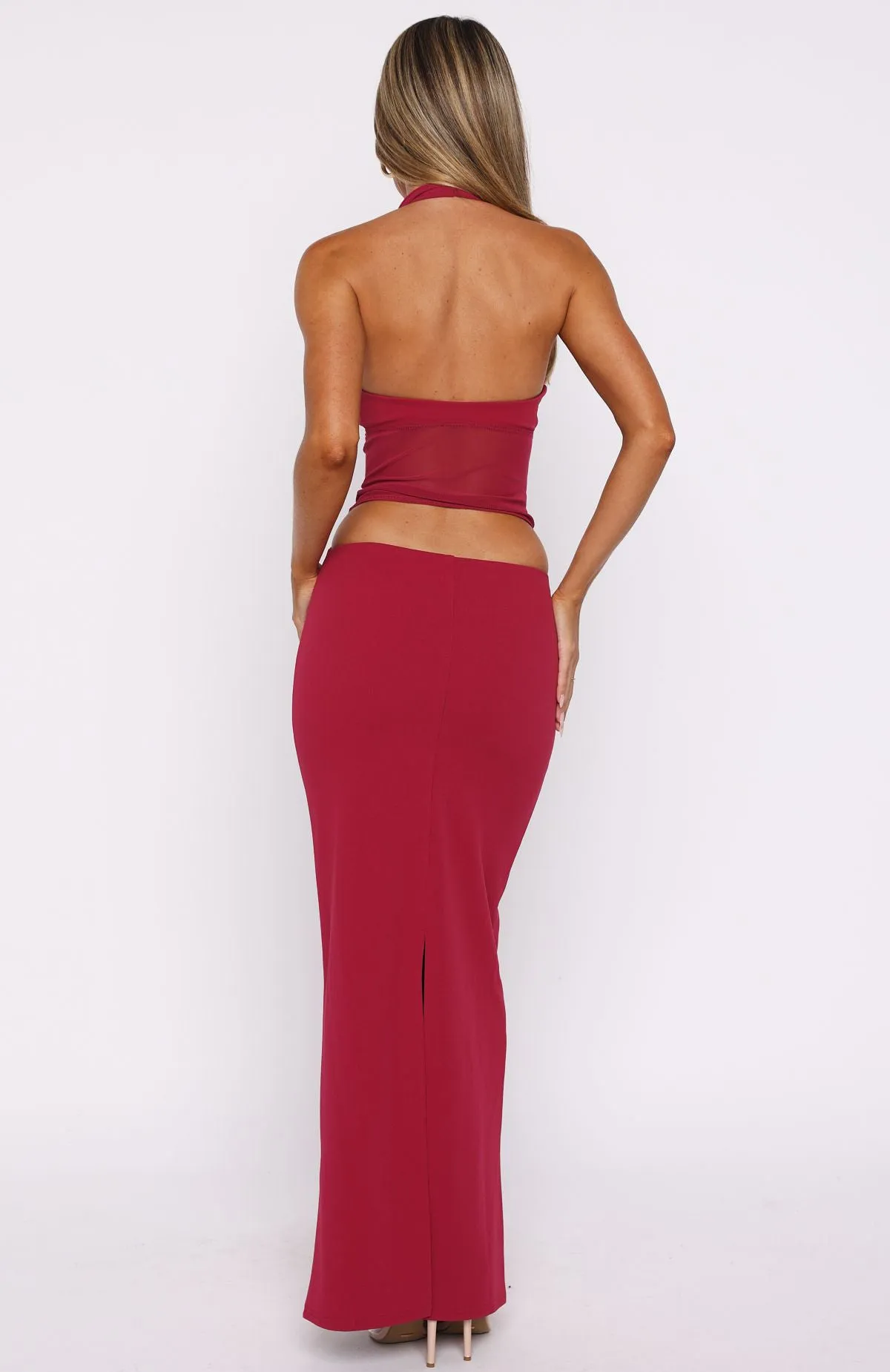 Basic Dress No Notes Needed Halter Maxi Dress Cherry