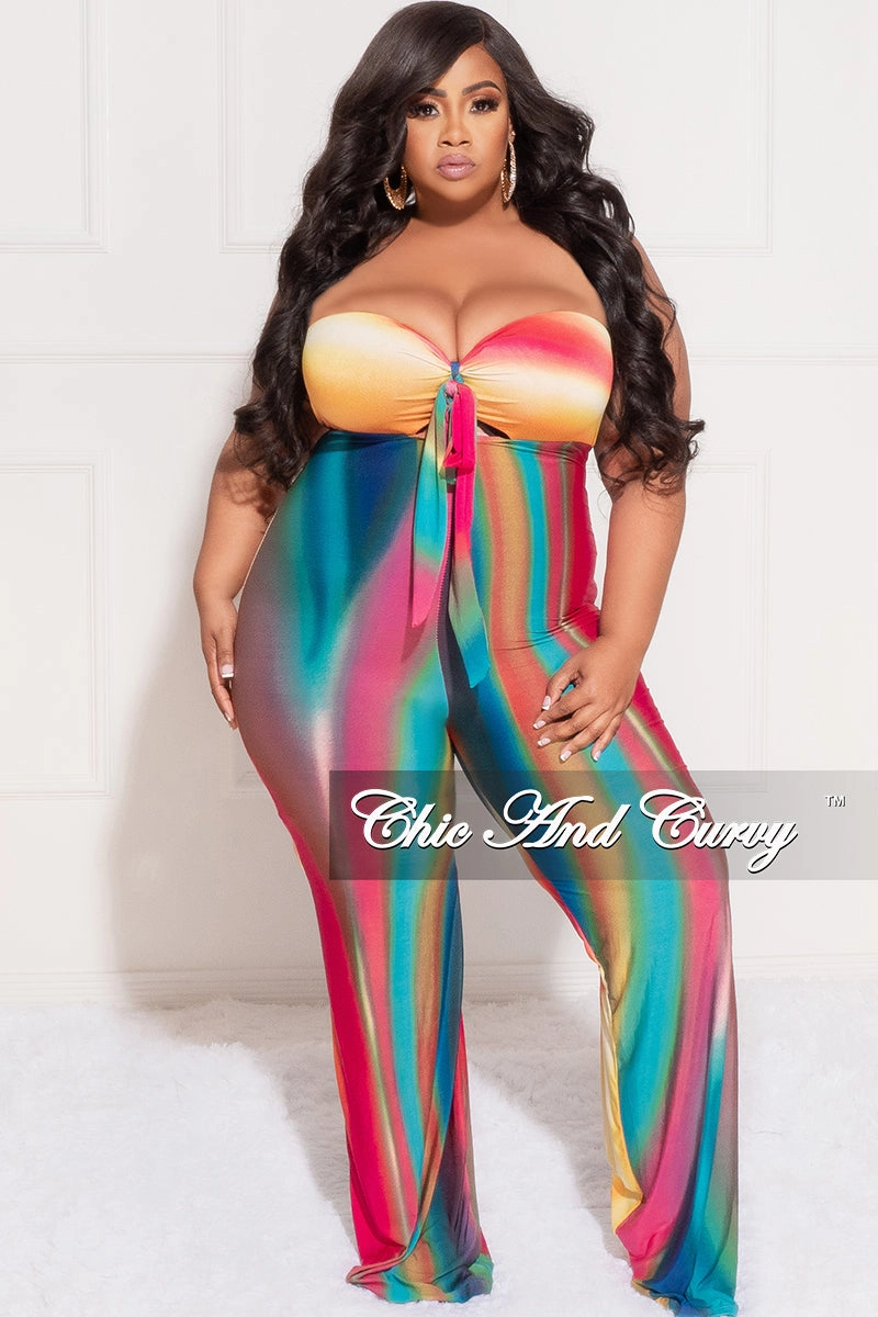 Comfy Movement Fit DurablePolyester Final Plus Size Halter Jumpsuit in Fuchsia Royal Blue Orange Teal and Yellow