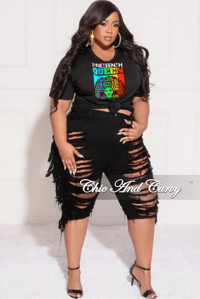 Work Essential tech fabric Final Sale Plus Size "Juneteenth Queen" T-Shirt in Black