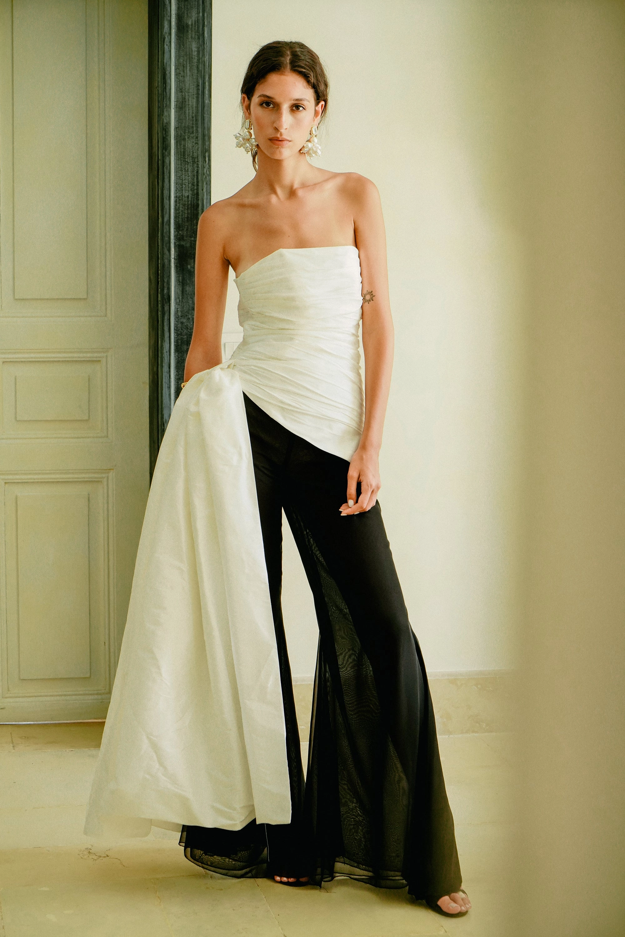 Noeud De Papillon Bustier Roll Up Sleeve Design