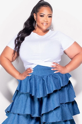SustainableManufacturing Final Sale Plus Size Twist Cropped T-Shirt in White (Top Only)