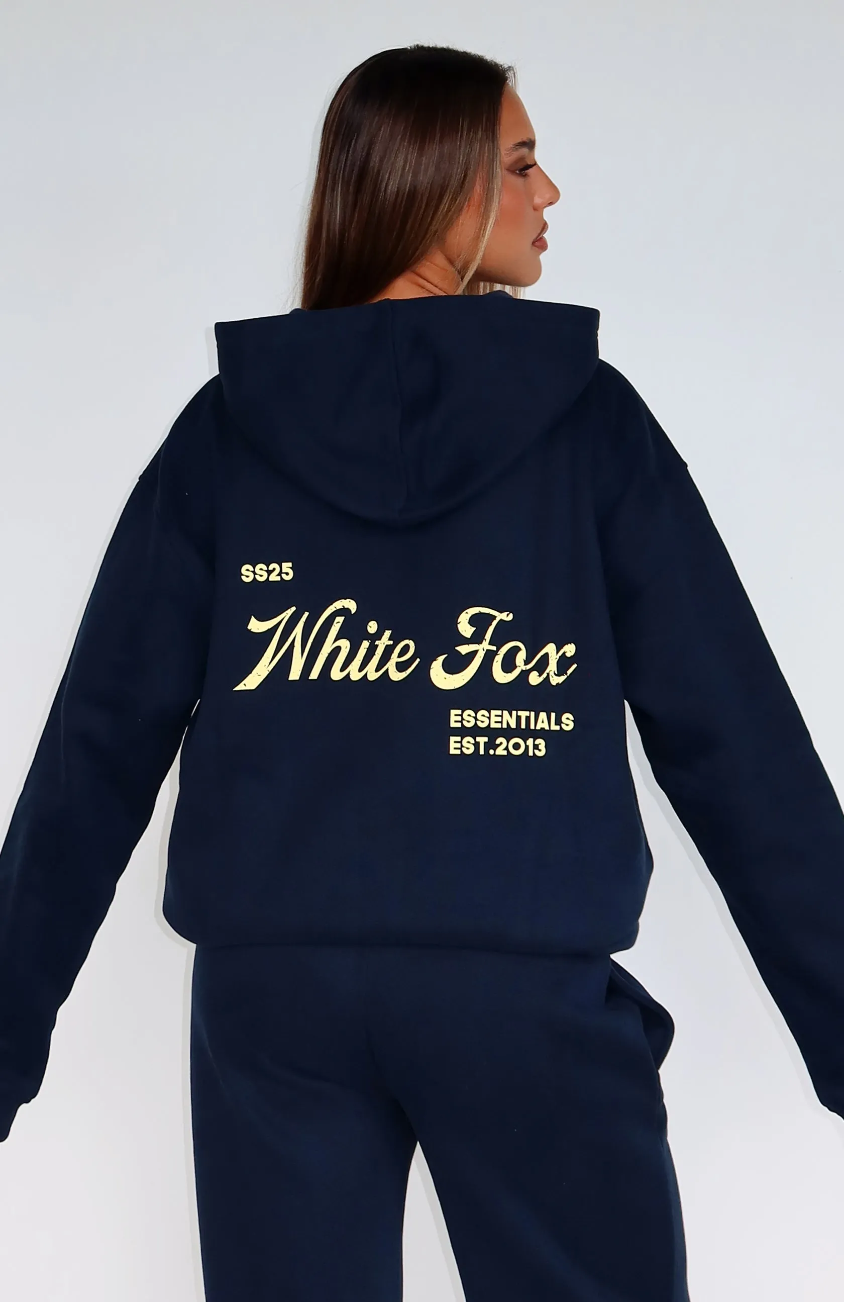 Winter Days Street Casual Style The Good Life Back Graphic Oversized Hoodie Navy