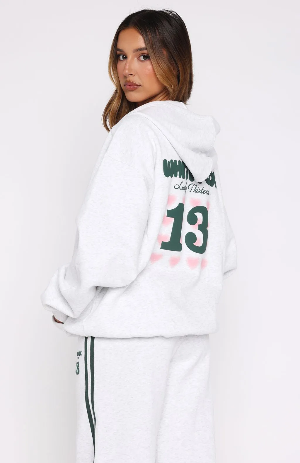 Lucky Thirteen Charise Zip Front Hoodie Grey Marle Jacquard Weave Simple Aesthetic