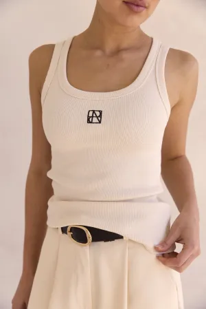 Lexi Signature Tank (Cream) Tailored Placket Snag Proof Weave