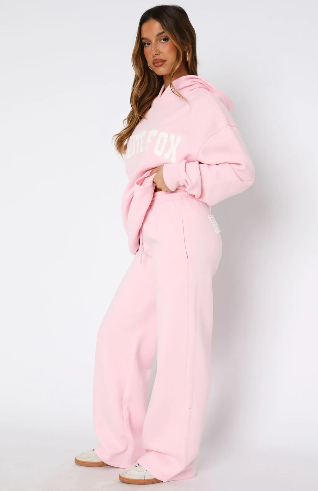 ShrinkResistant Weave Shout It Out Wide Leg Sweatpants Pink