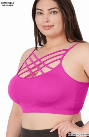 All Day Fit Breathable Weave Fabric Final Sale Plus Size Bralette in Pink