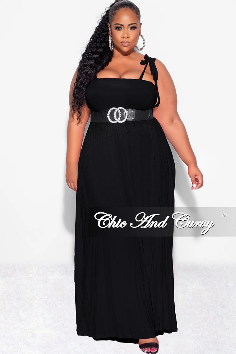 Thermal regulation Work Friendly Final Sale Plus Size Oversized Jumpsuit with Self Tie Straps in Black Emma