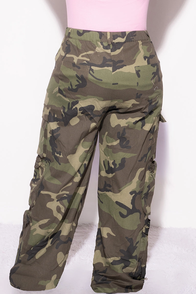Final Sale Plus Size Pink Ribbon Cargo Pant in Camouflage Print NonIrritatingStitching