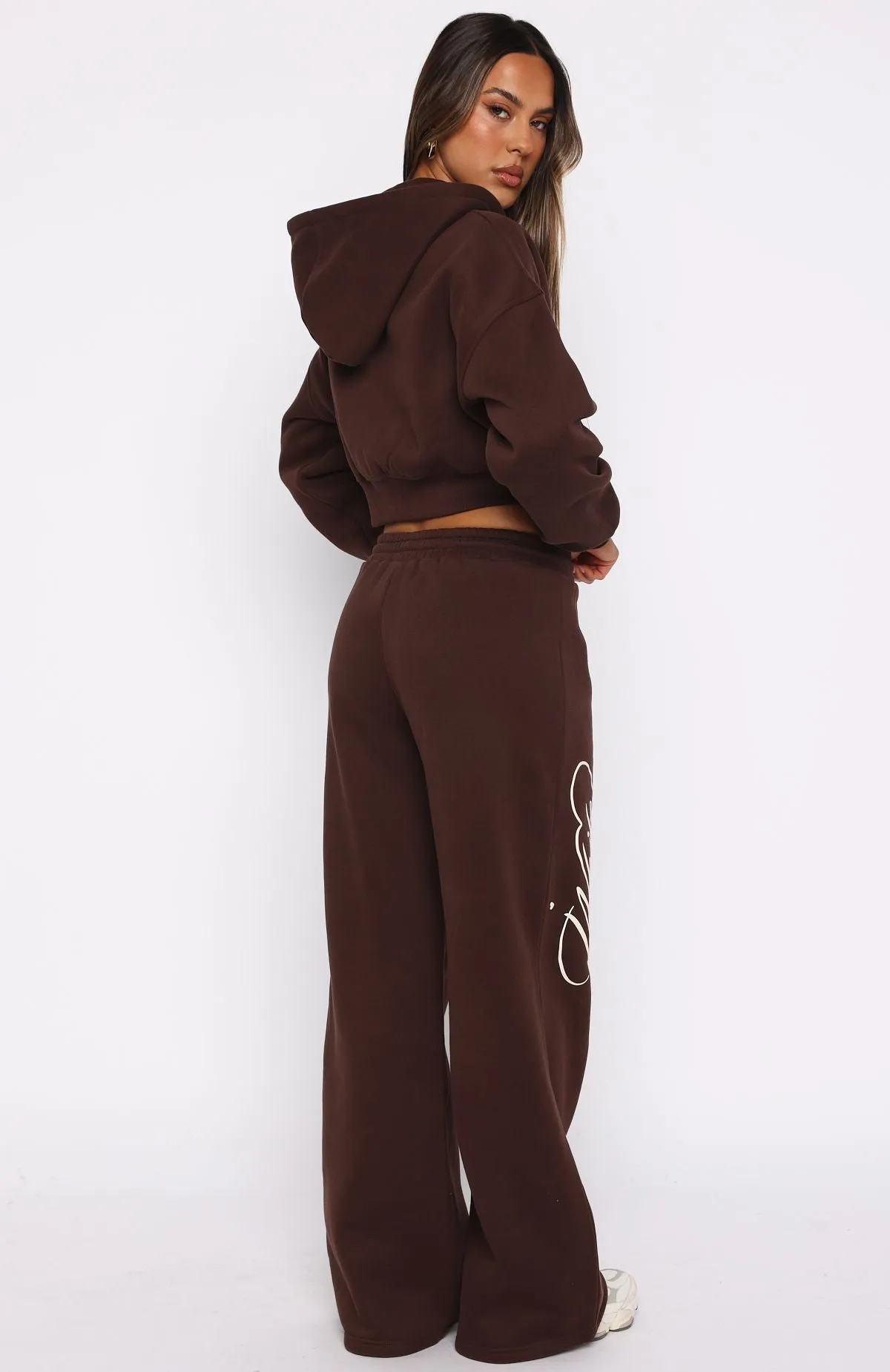 Love You Regardless Wide Leg Sweatpants Chocolate Lightweight Weave Versatile Casual Look