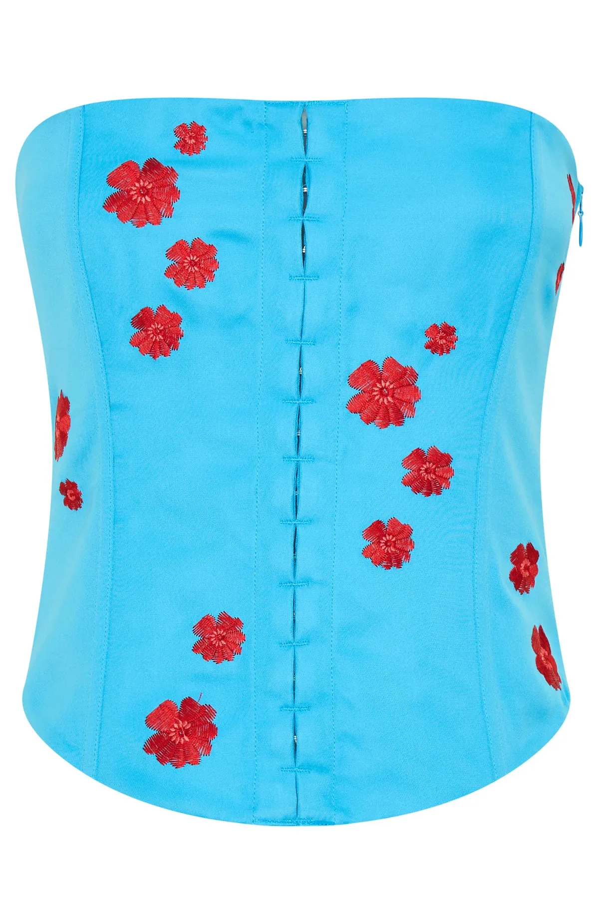 Beyond Me Strapless Embroidered Bustier Blue Thermal Regulation Fabric High Durability Material