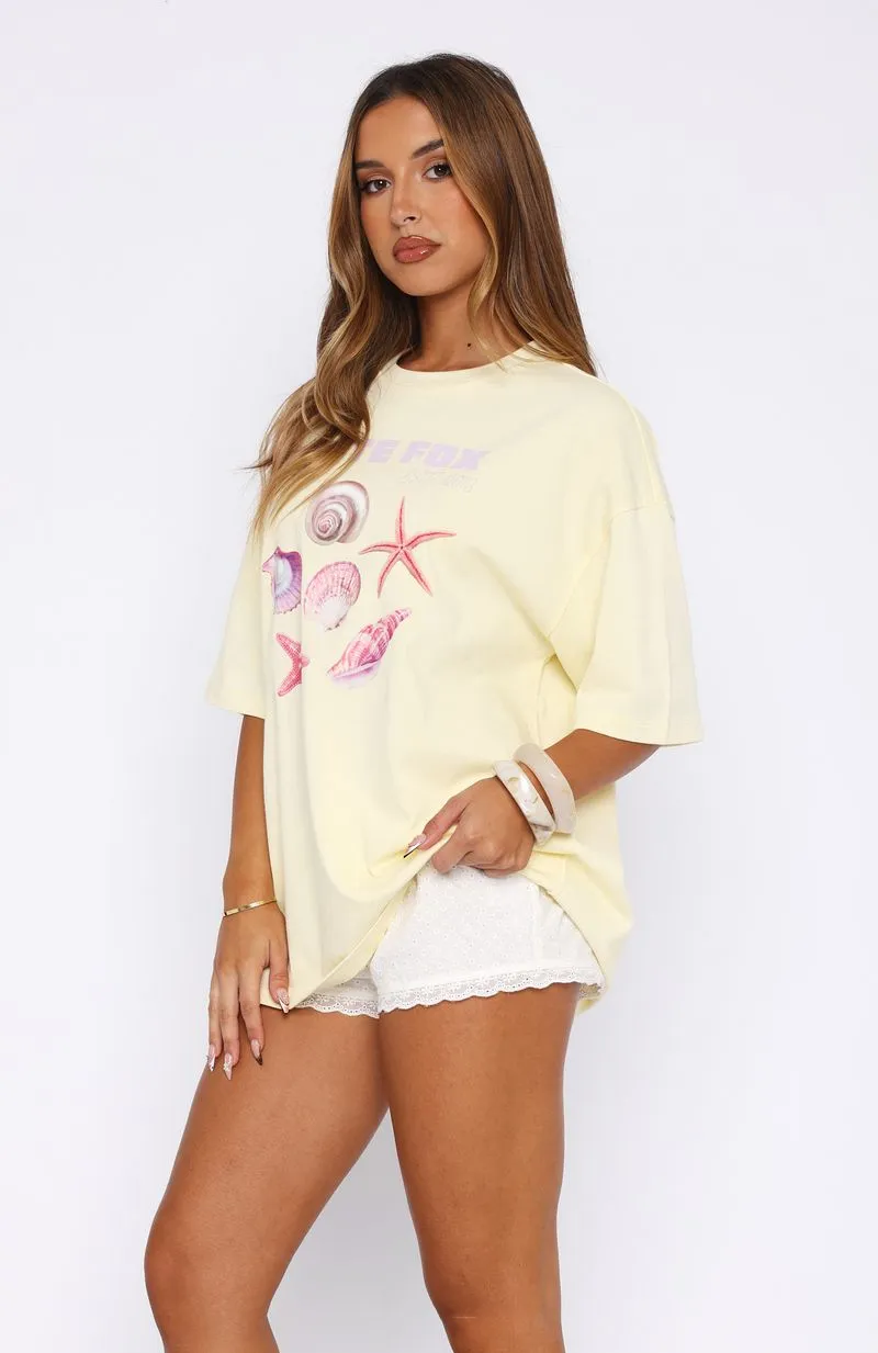 Washed Ashore Oversized Tee Lemon WrinkleFree Weaving