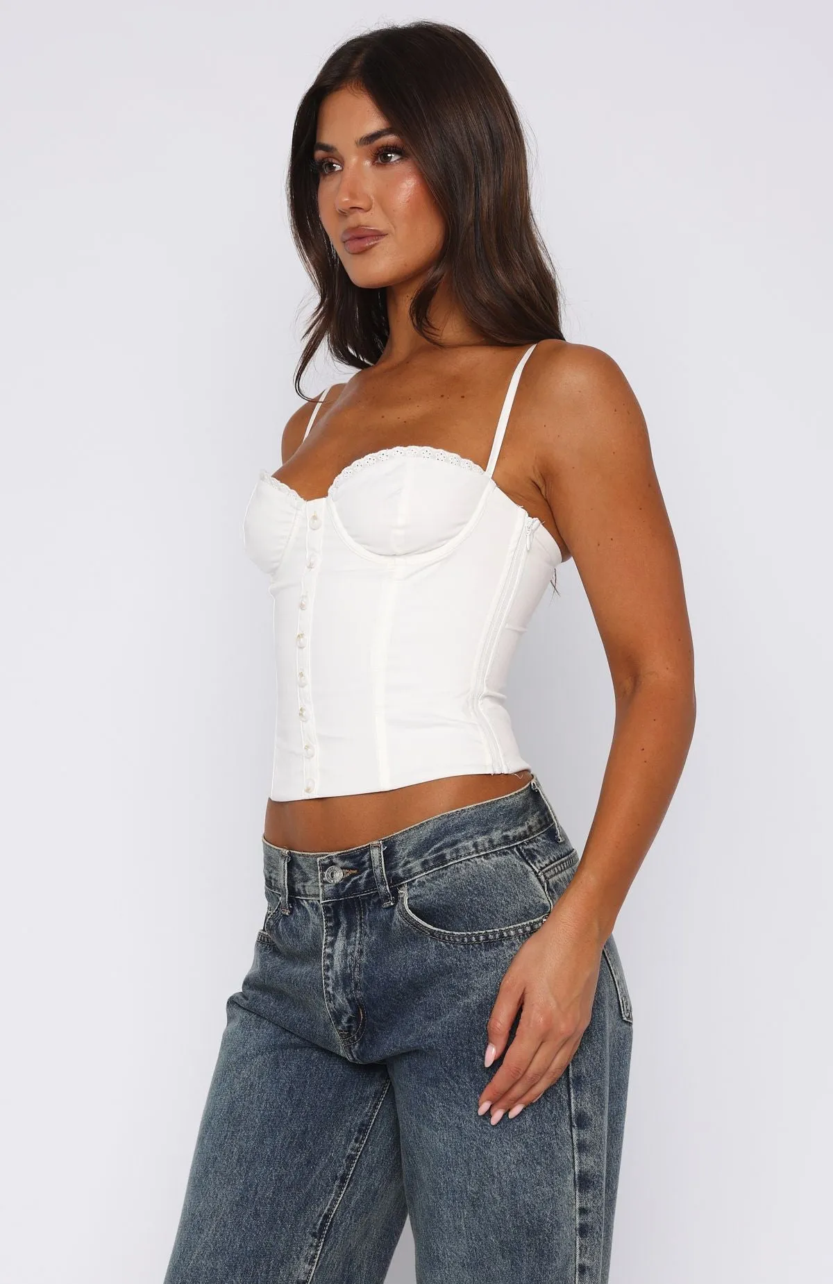 Fall In Love Bustier White NonIrritating Stitching Non Chafing Edges