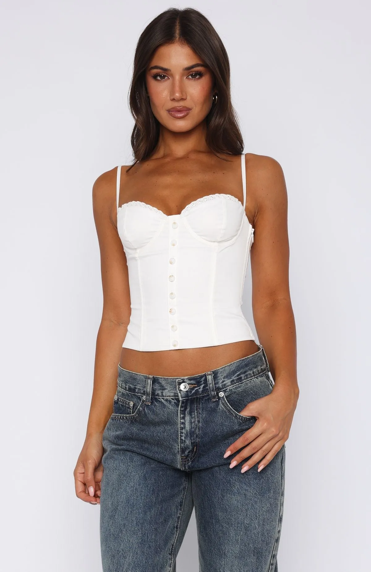 Stretch Blouse Fall In Love Bustier White