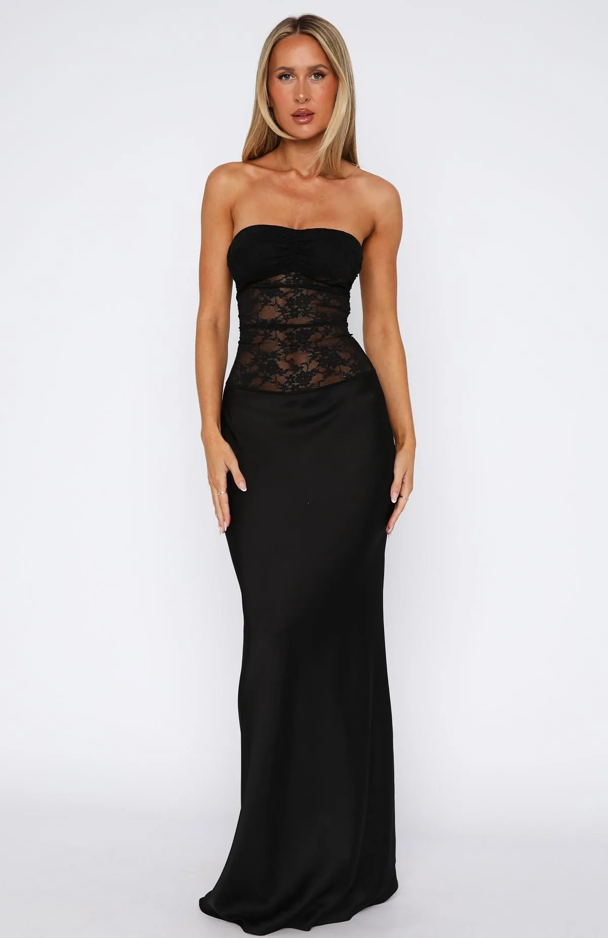 Fall In Love With You Strapless Maxi Dress Black QuickDry