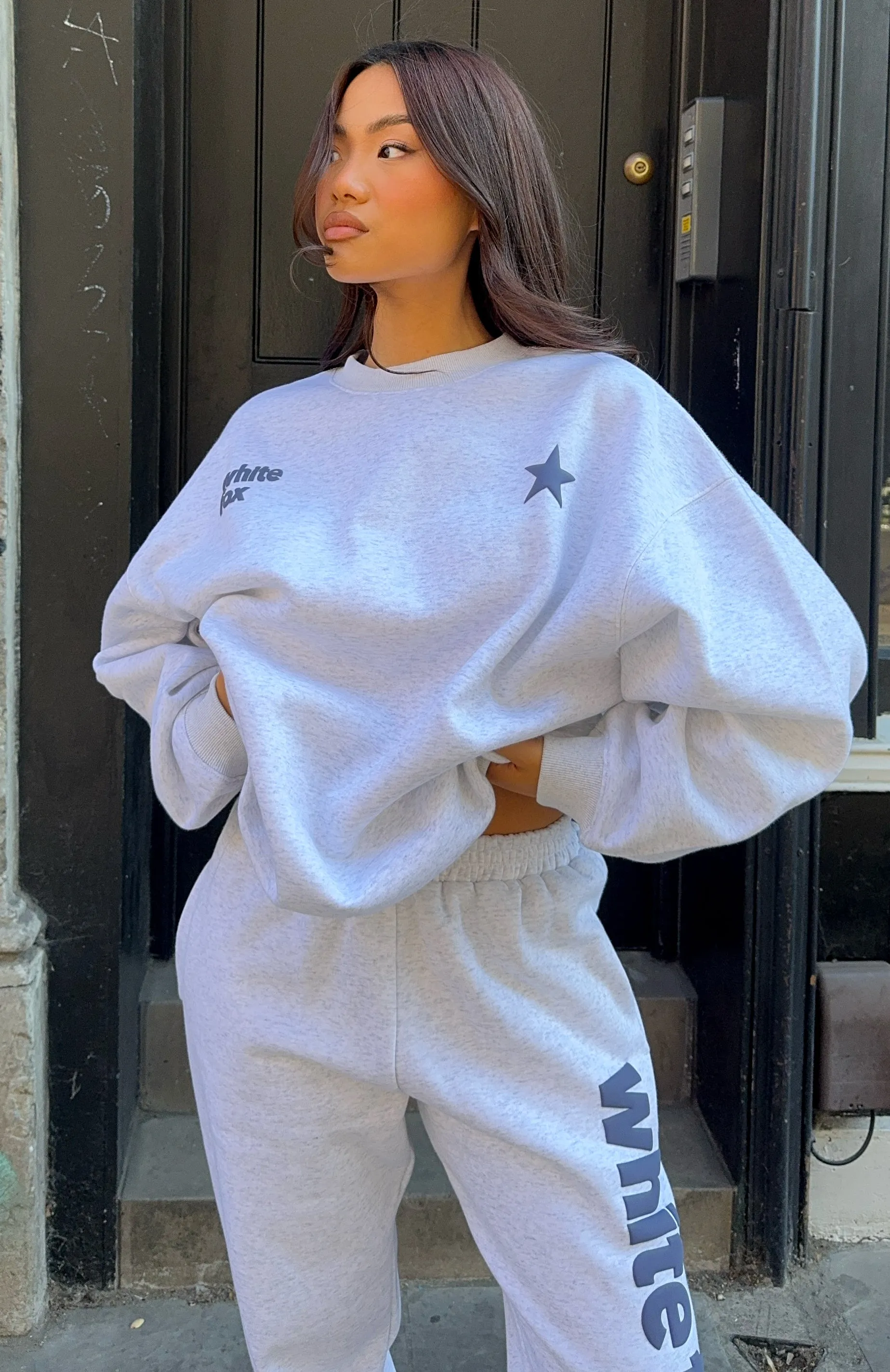 From The Archives Freya Oversized Sweater Grey Marle Reflective Yarn Accent