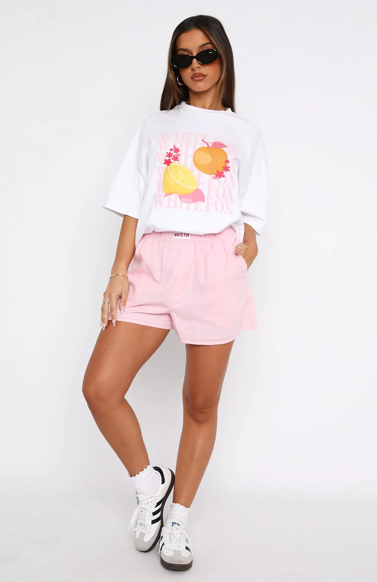Nothing But Love Shorts Pink rooftop party look