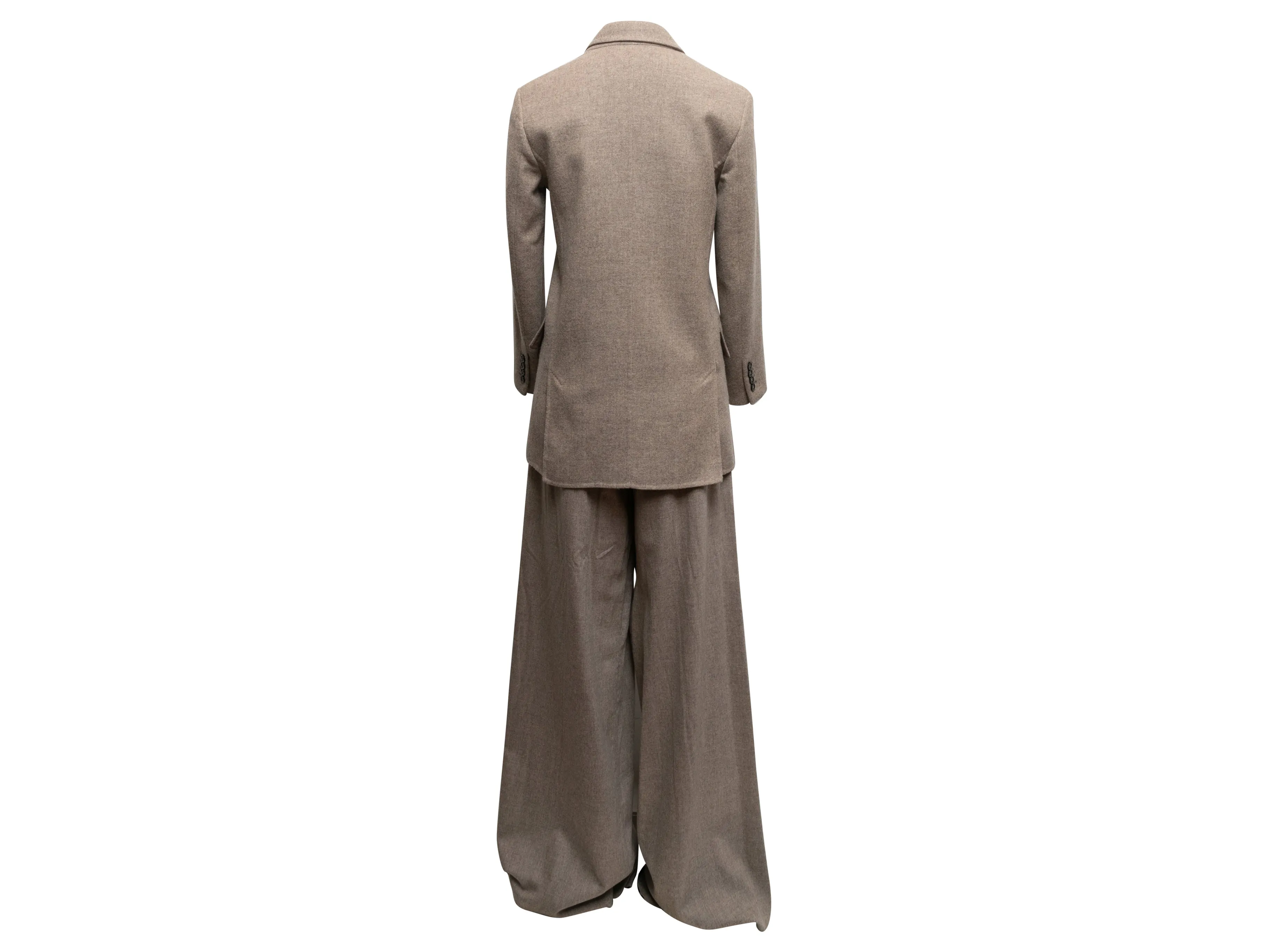 Oatmeal Max Mara Double-Breasted Wool & Cashmere-Blend Pantsuit Size US 2