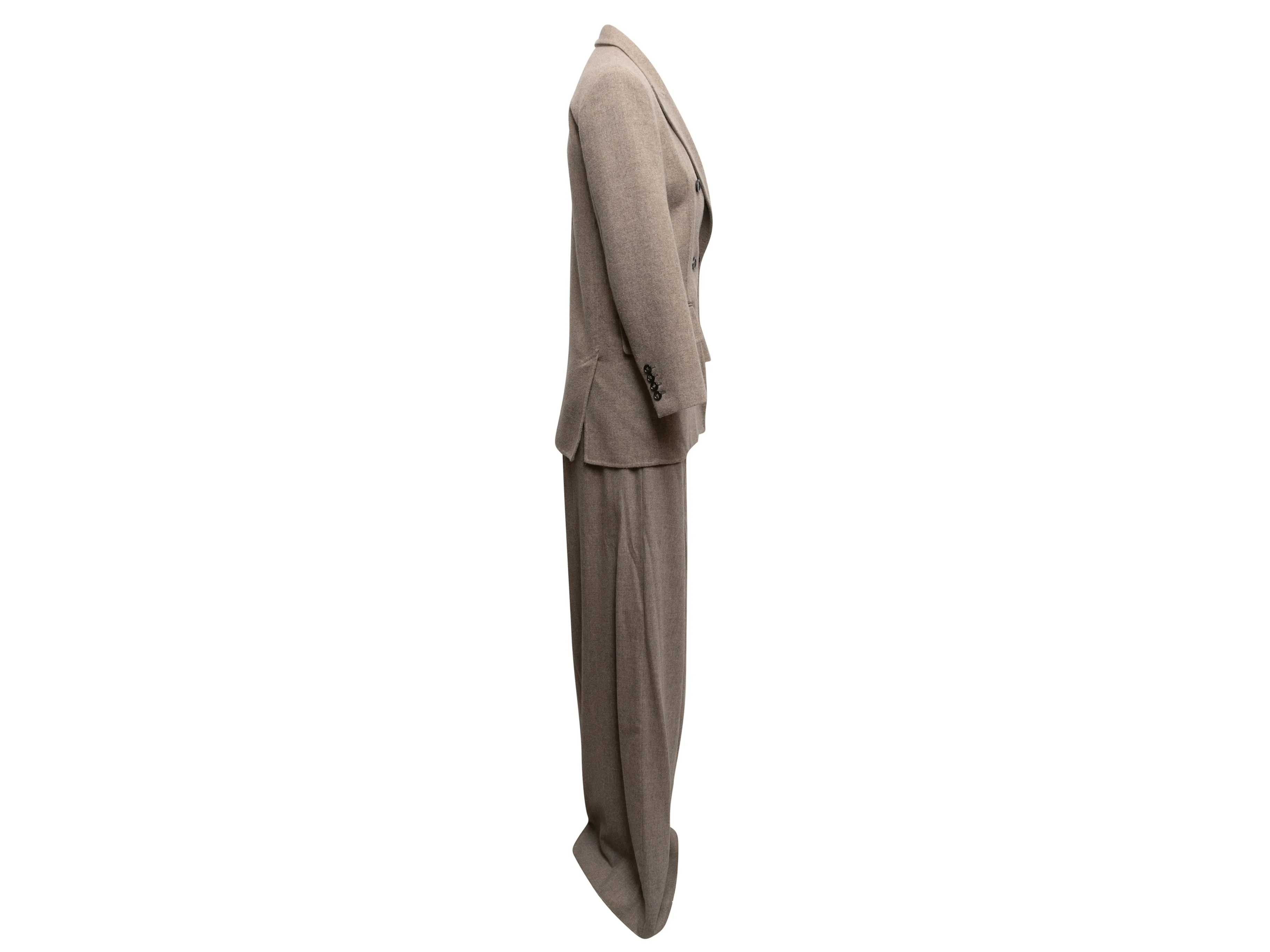 Oatmeal Max Mara Double-Breasted Wool & Cashmere-Blend Pantsuit Size US 2