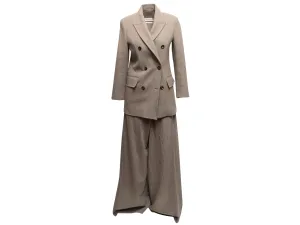 Oatmeal Max Mara Double-Breasted Wool & Cashmere-Blend Pantsuit Size US 2