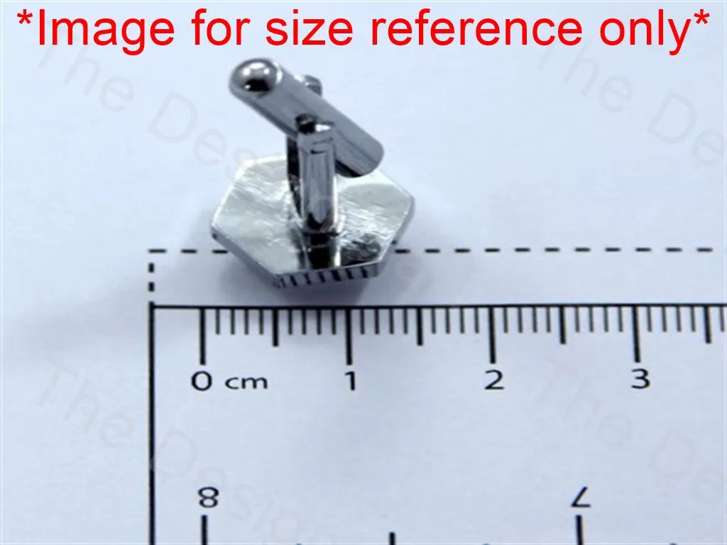 Octagon Rising Edge and Stone Design Silver Metallic Cufflinks