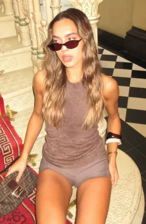 Hot Stuff Halter Knit Top Mocha BondedEdges