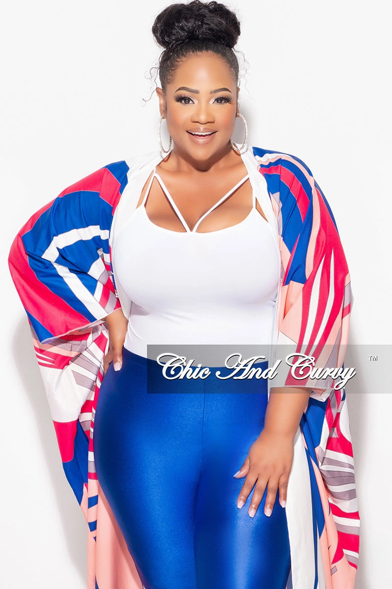 Office Friendly Casual Wear Final Sale Plus Size Caftan in Royal Blue and Fuchsia