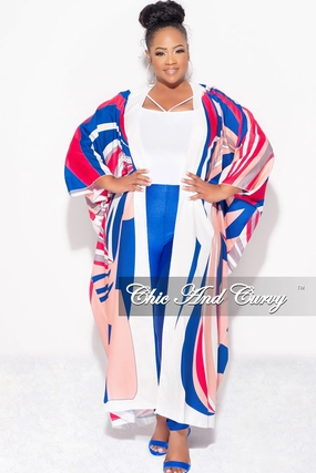 Performance Wear Final Sale Plus Size Caftan in Royal Blue and Fuchsia