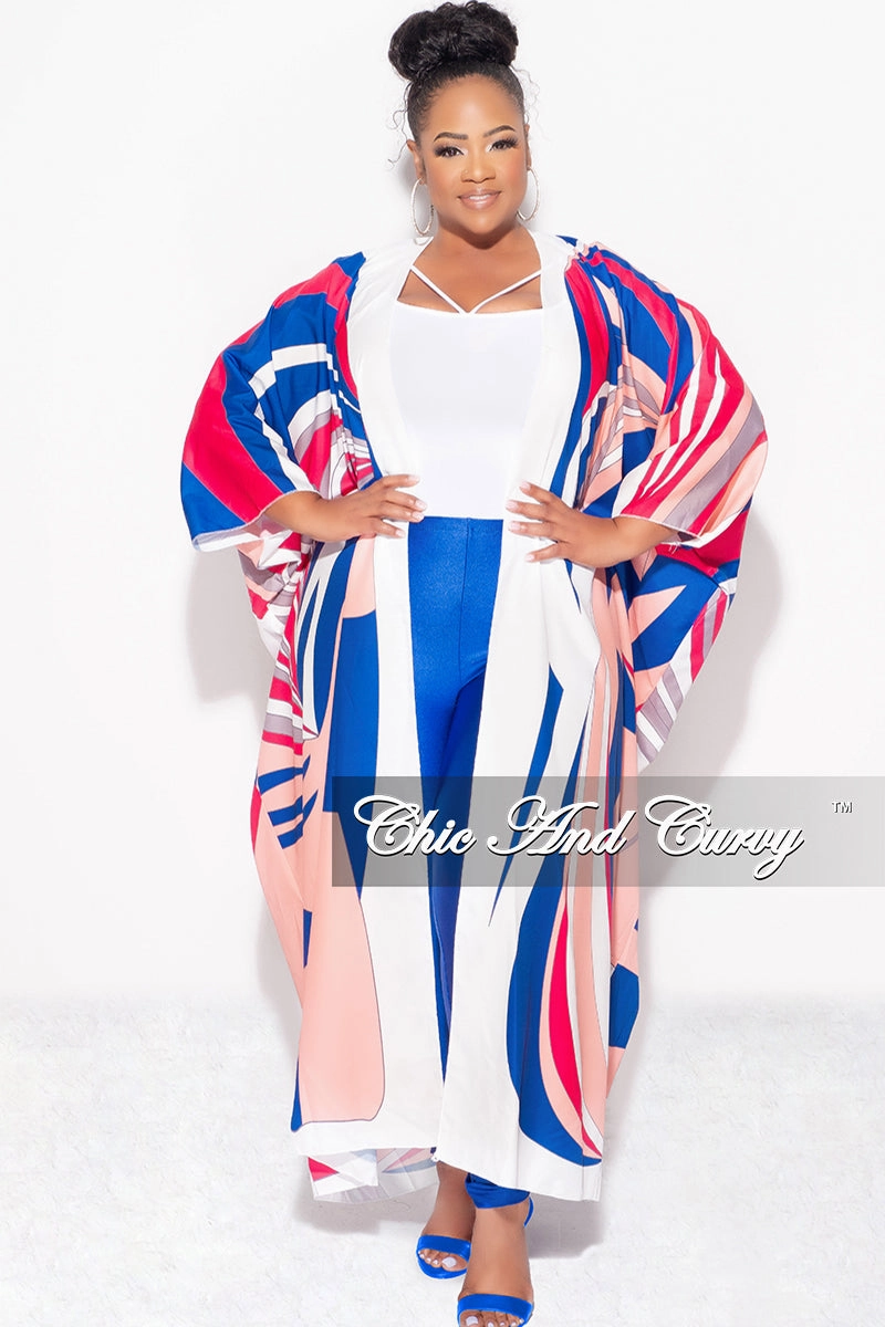 Performance Wear Final Sale Plus Size Caftan in Royal Blue and Fuchsia