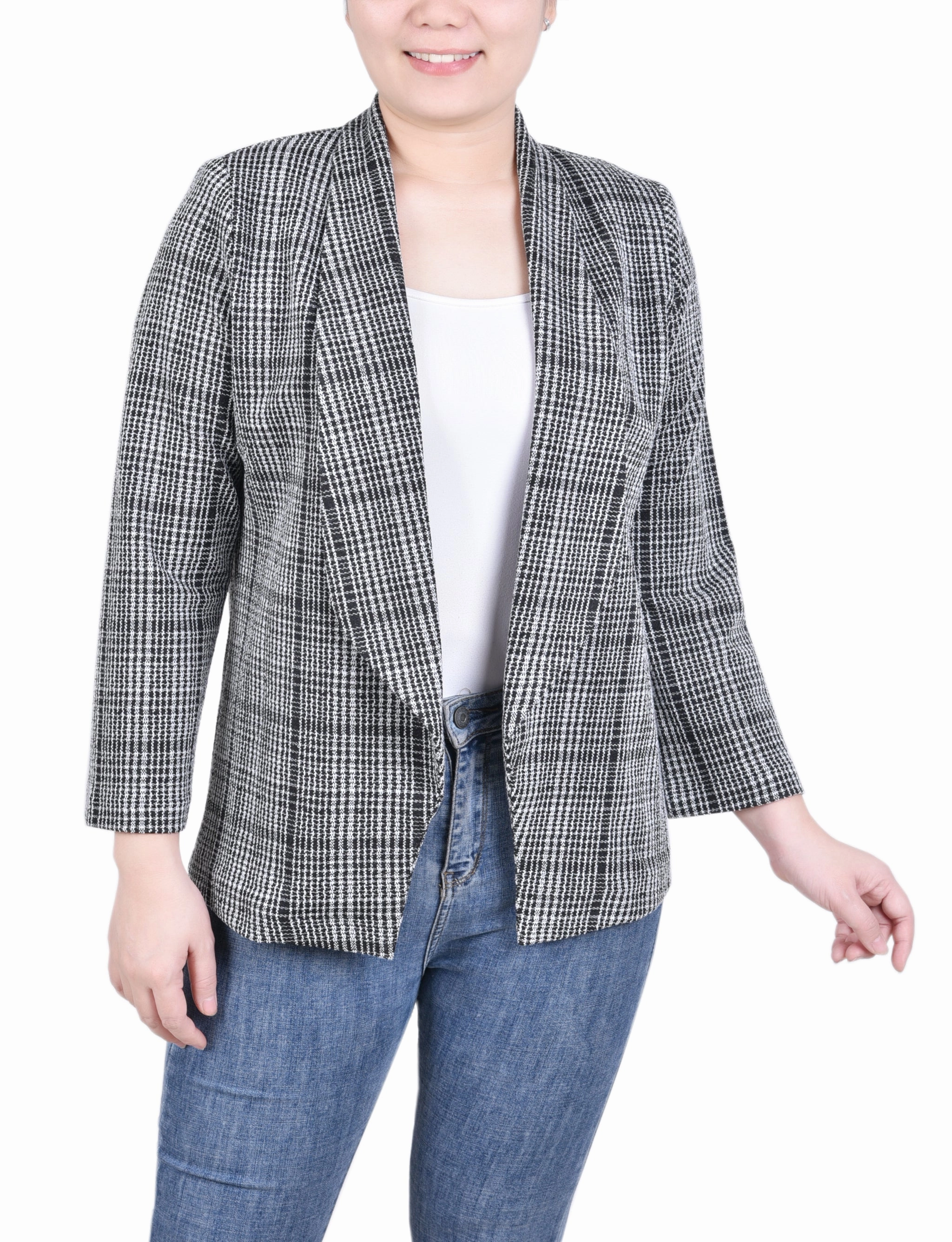 HighNeckline Petite Long Sleeve Ponte Jacket