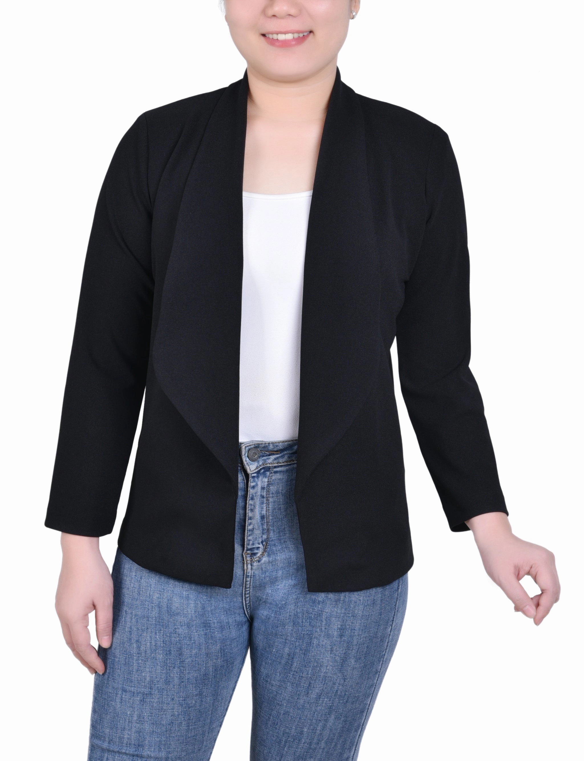 Petite Long Sleeve Ponte Jacket Quick Dry Performance