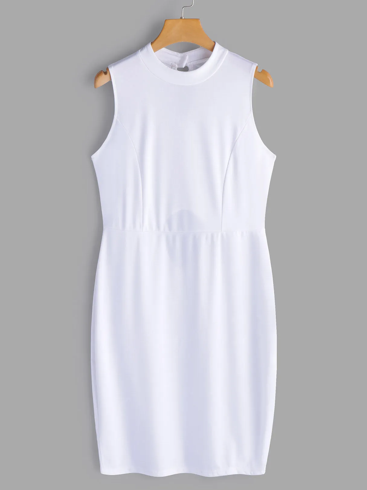 OEM ODM Round Neck Plain Backless Cut Out Sleeveless White Plus Size Dresses