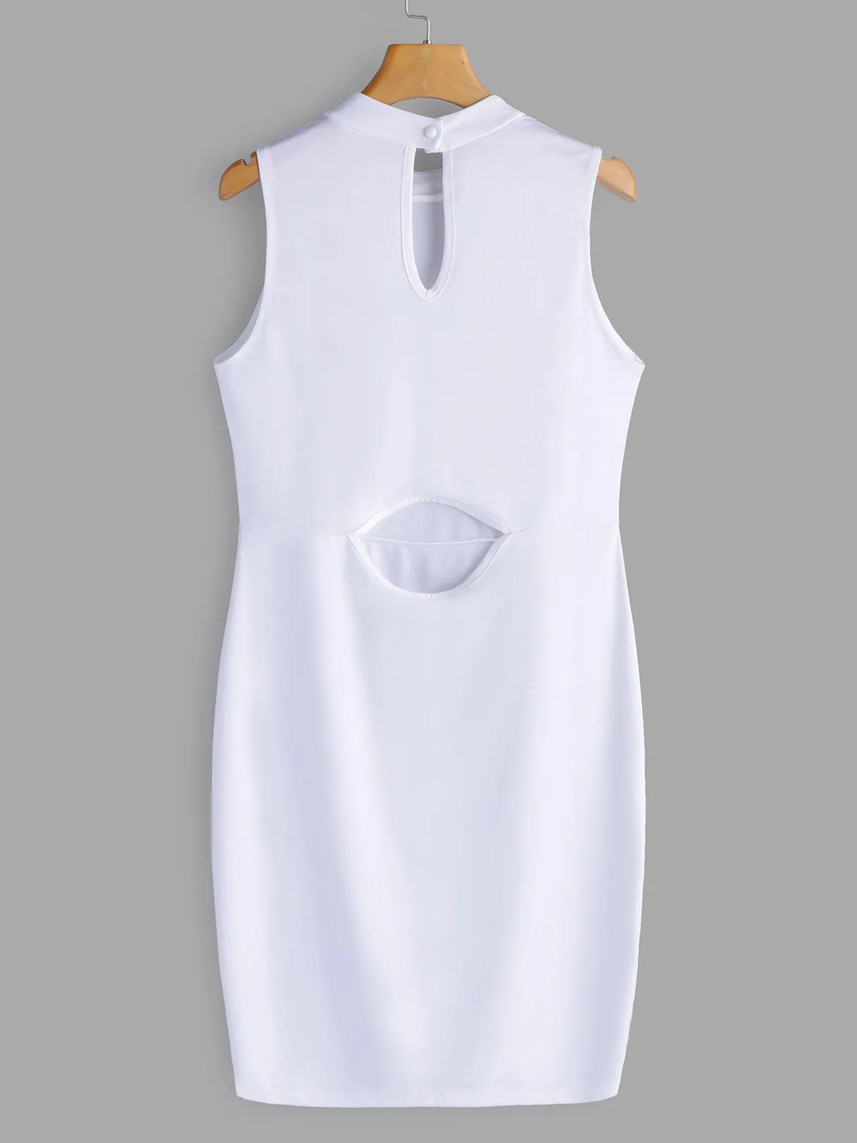 OEM ODM Round Neck Plain Backless Cut Out Sleeveless White Plus Size Dresses