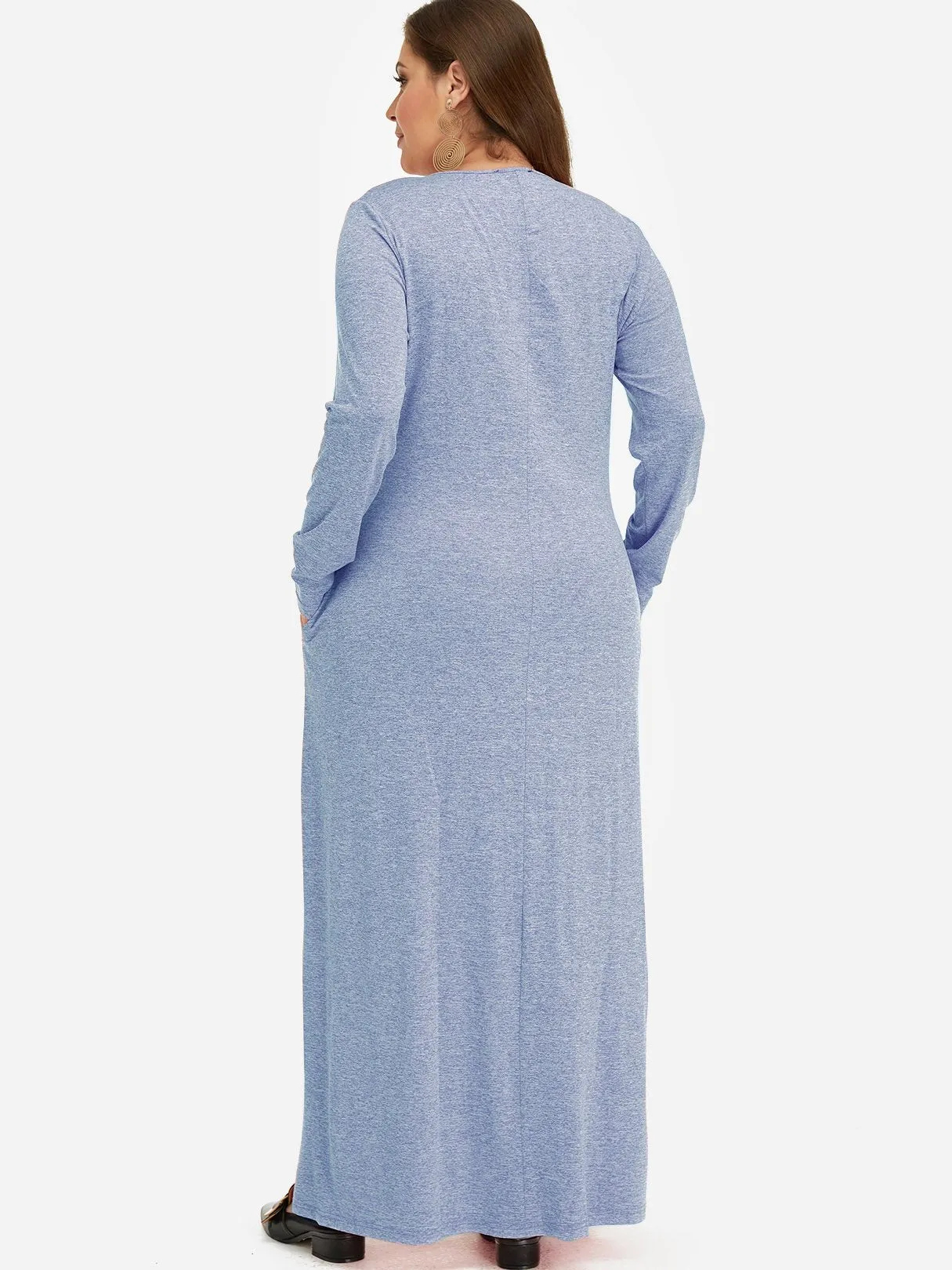 OEM ODM Round Neck Plain Long Sleeve Plus Size Dress