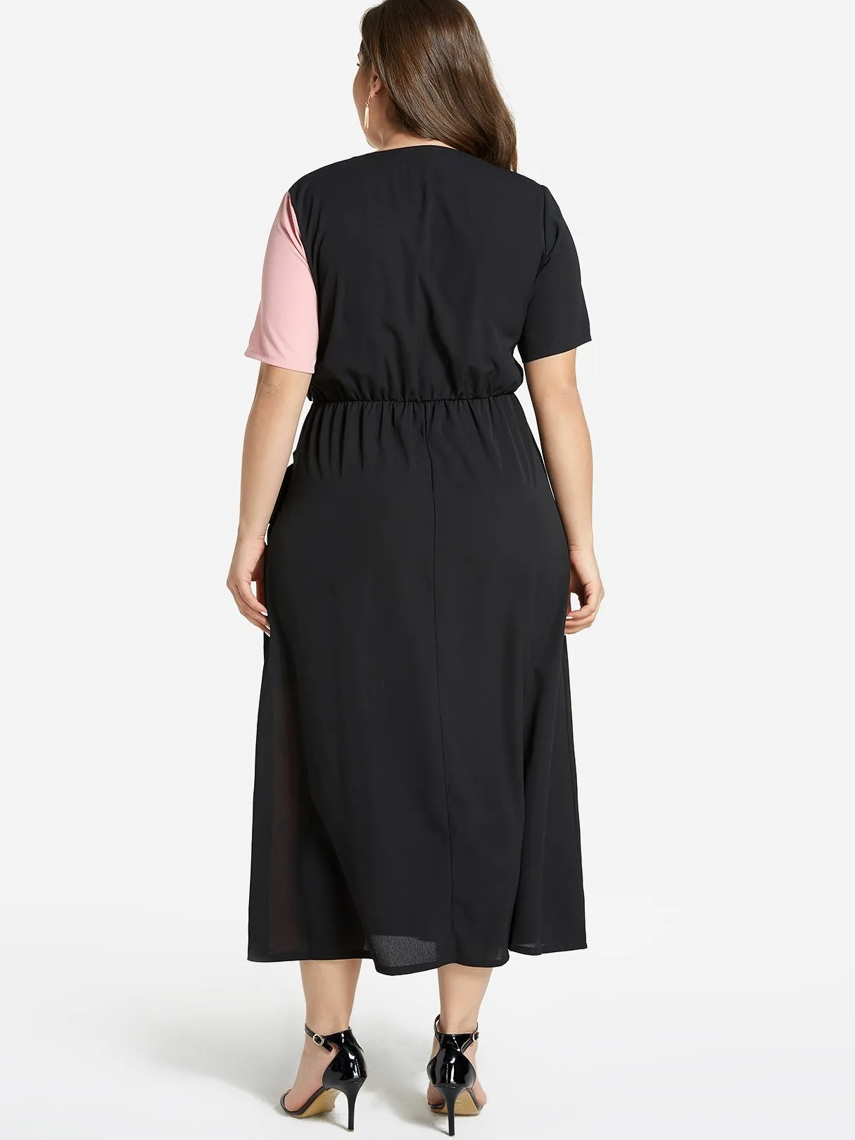 OEM ODM Round Neck Self-Tie Short Sleeve Plus Size Dress