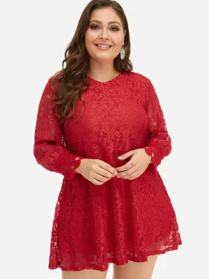OEM ODM V-Neck Plain Lace Long Sleeve Oversized Dress