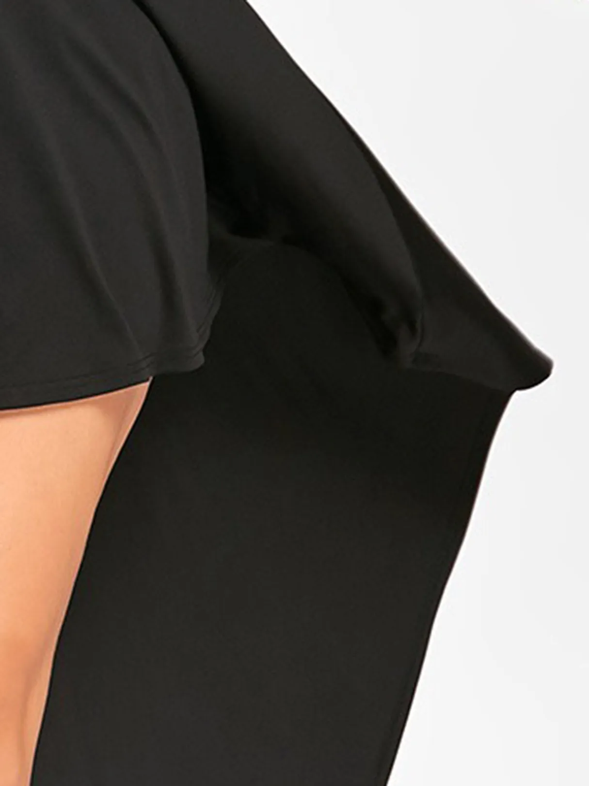 OEM ODM V-Neck Plain Long Sleeve Irregular Hem Black Plus Size Dress