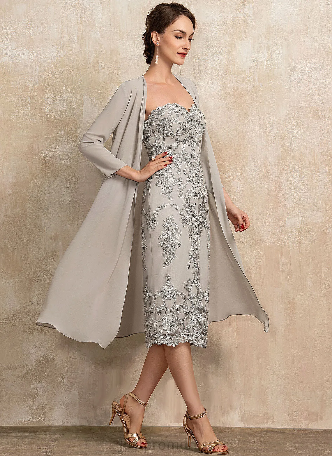 of Mother Sheath/Column Knee-Length Bride the Dress Sweetheart Mother of the Bride Dresses Halle Lace