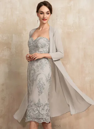 of Mother Sheath/Column Knee-Length Bride the Dress Sweetheart Mother of the Bride Dresses Halle Lace