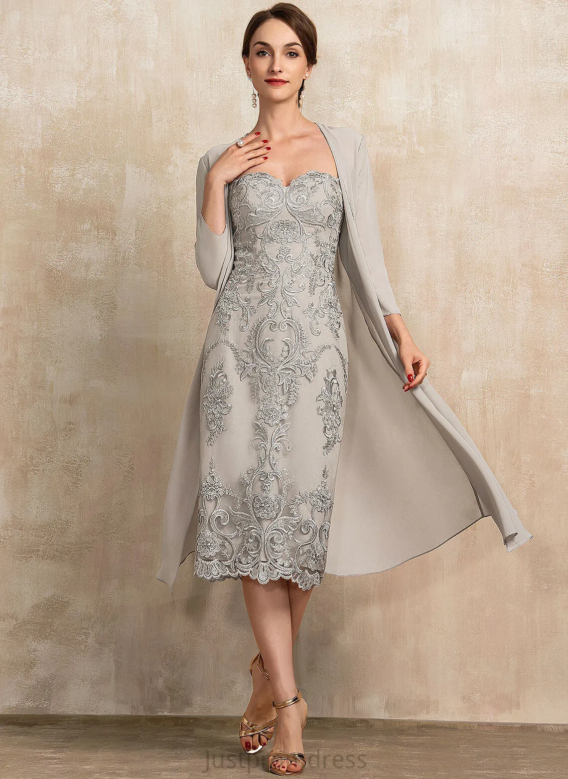 of Mother Sheath/Column Knee-Length Bride the Dress Sweetheart Mother of the Bride Dresses Halle Lace